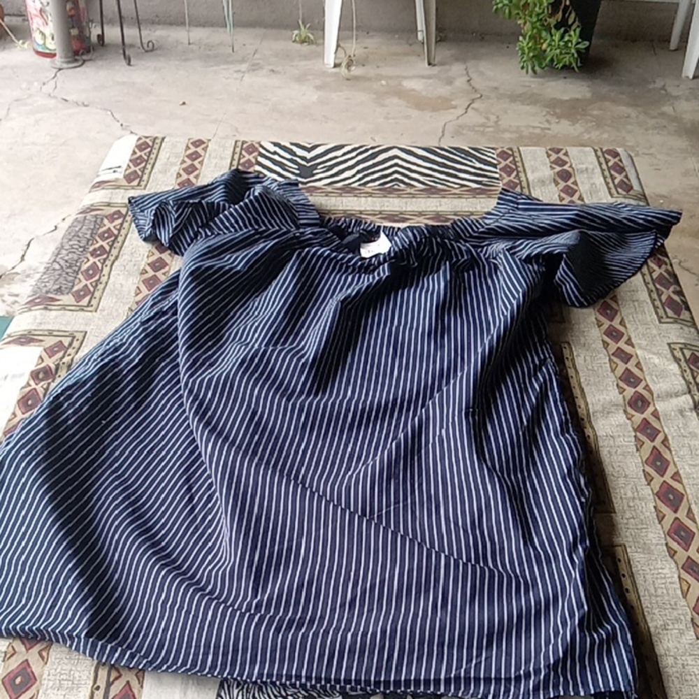 Banana Republic Navy and White Striped Dress
